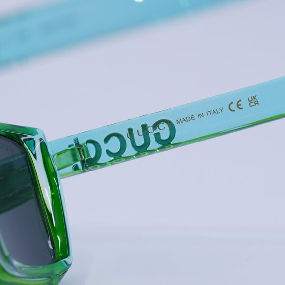Gucci GG1723S 005 Sunglasses Transparent Green/Lime Yellow Square Frame - Picture 8 of 10